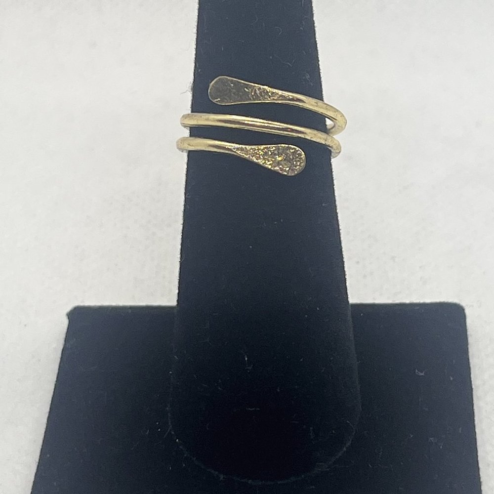 Gold Plated Spiral with hammered ends ring